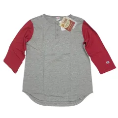 未使用品 灰 L C3-J402 Champion チャンピオン フットボールTシャツ ロンT バイカラー gray ランタグ ランナーズタグ