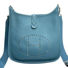 りんごあめ様専用 HERMES 青 レザー ショルダーバッグ 保存袋付き