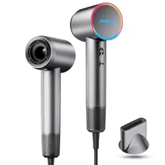 NISSYO【日本正規品・最新型ドライヤー】速乾 大風量 2億マイナスイオン 低温 大風速 温冷リズム 冷風 静音 軽量 ヘアードライヤー 高速ドライヤー ヘアケア 美髪 8モード 静電気 1200W ノズル付き コンパクト ギフト プレゼント グレーma