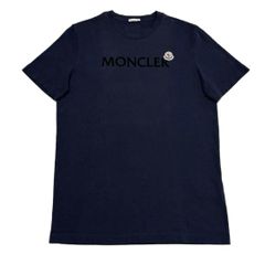 モンクレール 文字ロゴ ワッペン ネイビー M Tシャツ 国内正規品 5S435