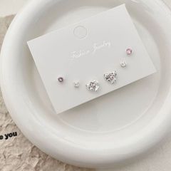 セットピアス ピンクハート×リボン ミニバタフライ 一粒ストーン ピンク シルバーピアス 韓国アクセ y2k 地雷系 かわいい サブカル 量産系 ゆめかわ ガーリー プチプラアクセ まとめ売り