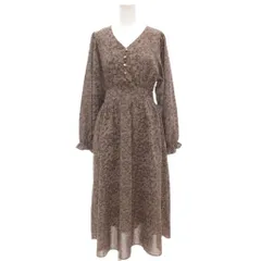 レイカズン Ray cassin ワンピース F 灰色 グレー  ロング丈 小花柄 Vネック 長袖 ECF001 /SC ■ECF001