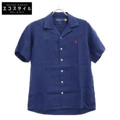 POLO RALPH LAUREN ポロ ラルフローレン ﾈｲﾋﾞｰ ﾘﾈﾝ 半袖開襟ｼｬﾂ ｵｰﾌﾟﾝｶﾗｰ S