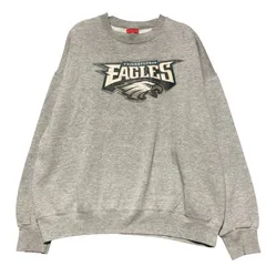 NFL プリントスウェット PHILADELPHIA EAGLES フィラデルフィア・イーグルス チームロゴ トレーナー メンズXL相当 古着 グレー 灰色【スウェット】/ IA342