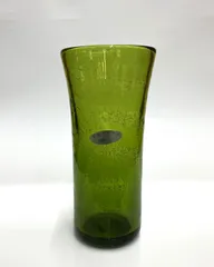 現品限り【沖縄ガラス】沖縄工芸村　手造りガラスのロングタンブラー（グリーン）＜送料込み＞