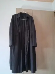 ブラック ロング シャツ ワンピース 兼 コート