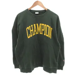 チャンピオン CHAMPION スウェットシャツ トレーナー S 緑 グリーン リブ袖 クルーネック ロゴプリント 長袖 /KR ■ECF003