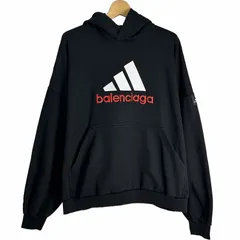 バレンシアガ BALENCIAGA × adidas アディダス 23SS ダブルネーム ロゴ刺繍 オーバーサイズ パーカー フーディー L 黒 ブラック 724568 TNVP9のサムネイル