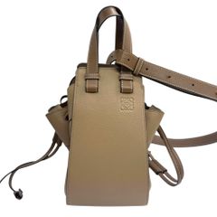LOEWE ロエベ ハンモック ドローストリングスモール 2WAY ハンドバッグ ショルダーバッグ トートバッグ ブラウン ベージュ レザー 4871
