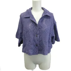 ローズバッド ROSE BUD カーディガン F 紫 パープル レギュラーカラー 半袖 透かし編み /KK ■ECC002