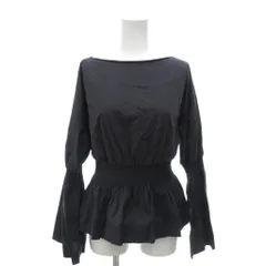 ボールジー BALLSEY トゥモローランド タグ付き ブラウス 長袖 シャーリングウエスト ペプラム フレアスリーブ S グレー /YJ ■GY66