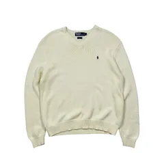 90s ポロラルフローレン Vネック コットン ニット セーター アイボリー クリーム サイズ L