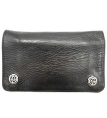 クロムハーツ CHROME HEARTS 【 1ZIP FLORAL BALL 】 フローラル ボール ボタン 1ジップ 折りたたみ レザー ウォレット 財布 n10879