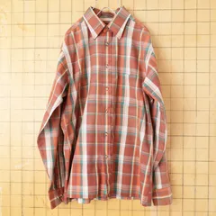 80s 90s USA VAN HEUSEN 長袖 ライトフランネルチェックシャツ ブラウン メンズM アメリカ古着　031926ss54