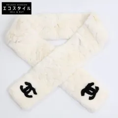 美品 CHANEL シャネル ラビットファーxシルク マフラー ストール ホワイト M2601-k098 CHANEL - 美品 CHANEL シャネル ラビットファーxシルク マフラー