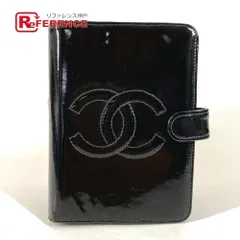 CHANEL シャネル 手帳カバー CC ココマーク ロゴ パテントレザー ブラック