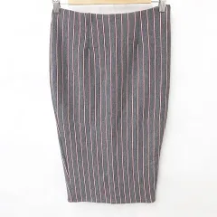 ビーミングバイビームス B:MING LIFE STORE by BEAMS タイトスカート ひざ丈 スリット ストライプ グレー 赤 白 レッド ホワイト M