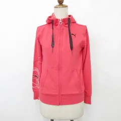 プーマ PUMA スポーツウエア パーカ 長袖 ジップアップ フード プリント刺繍 赤 レッド M