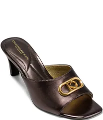 ダナキャラン レディース シューズ サンダル ロゴ Donna Karan Byrony Logo Ornament Dress Slide Sandals Dark Copperのサムネイル
