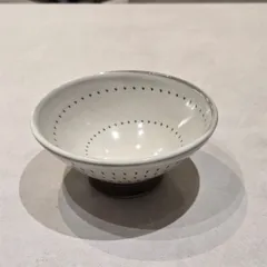 小石原焼 鶴見窯 お茶碗 白 飛び鉋 ドット柄 ご飯茶碗 モダン 飯椀 茶碗