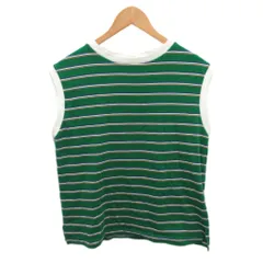 チャンピオン CHAMPION カットソー ノースリーブ ボーダー L 白 ホワイト 緑 グリーン CW-V329