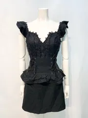 2510 ROBE de  FLEURS ローブドフルール　キャバクラ　ドレス　レース　フリル　レースアップ　タイト　ミニ　キャバドレス　M