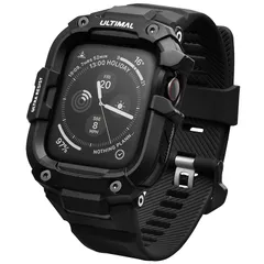 【新品】 ULTIMAL に対応 Apple Watch SE（第3/第2世代）/SE/Series 6/5/4（44mm）用 バンド一体型保護ケース TPU 耐衝撃 高耐久 通気性 スポーツ/アウトドア向け ブラック 0