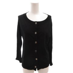 ピッコーネ PICONE カーディガン ニット 長袖 ロゴボタン フリルスリーブ 薄手 40 黒 ブラック /FF