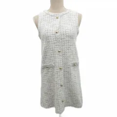 ザラ ZARA 極美品 ノースリーブワンピース ひざ丈 ツイード プルオーバー 13-14 164cm グレー 9006/616/064