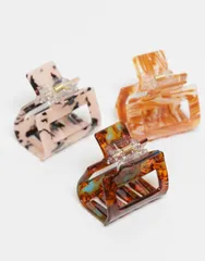 エイソス レディース アクセサリー ミニ ASOS DESIGN pack of 3 mini hair claws in tort multi マルチカラーのサムネイル