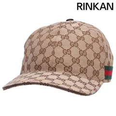 グッチ  200035 レザーストラップGG柄キャンバスシェリーラインキャップ メンズ XL