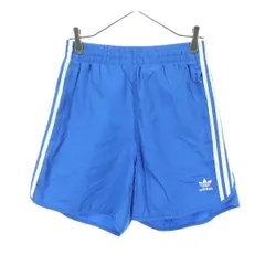 美品 adidas アディダス トレフォイルロゴ ショートパンツ M ブルー メンズ 古着