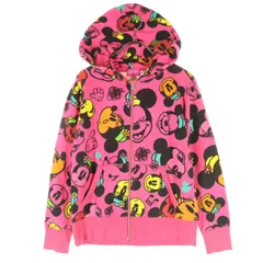 TOKYO DISNEY RESORT 東京ディズニーリゾート 総柄 長袖 ジップパーカー M ピンク ミニー レディース 古着