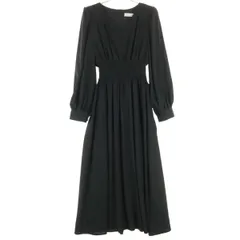 未使用 Lace Ladies レースレディース 長袖 ロングワンピース F ブラック レディース 古着