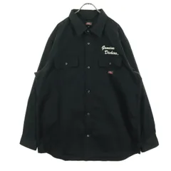 美品 Dickies ディッキーズ 長袖 ワークシャツ 3L ブラック ビッグサイズ メンズ 古着
