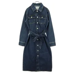 ZARA ザラ 長袖 デニム ロングワンピース M ブルー レディース 古着