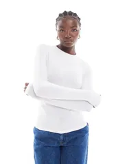 コットンオン レディース トップス Tシャツ Cotton long sleeve crew top WHITE ホワイト