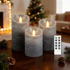 【新着商品】電池式 揺れる リモコン付き LED キャンドルライト 本物の炎のようにゆらめ 暖色光 無香料 火を使わない ゆらゆら揺れる 3点セット 安全 省エネ ロウソク 蝋燭 誕生日 結婚式 パーティ LEDキャンドルライト ティーライト 間接照明 寝室 