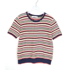 ザラ 半袖 ラウンドネック ニット レディース Sサイズ コットン混 セーター NG11796