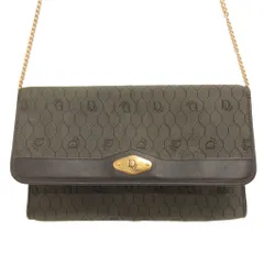 クリスチャンディオール Christian Dior ハニカム柄 チェーン ショルダーバッグ キャンバス グレー系 ☆AA★