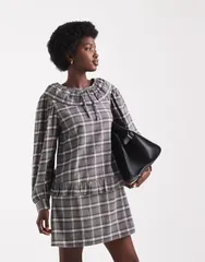 ネイティブユース レディース トップス ワンピース フリル Native Youth tartan ruffle collared dress plaid Multi マルチカラー