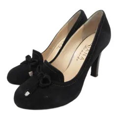 ダイアナ DIANA パンプス ハイヒール チャンキーヒール ウェッジソール ラウンドトゥ 23.5cm 黒 ブラック ■YHS9