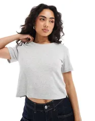 モンキ レディース トップス Tシャツ Monki shrunken tee heather Gray Heather グレーのサムネイル