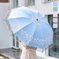 折りたたみ傘 レディース 花柄 日傘 雨傘 晴雨兼用傘 レース UVカット 紫外線対策 完全遮光 遮熱 プリント 折り畳み 折りたたみ傘(3つ折) 