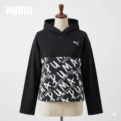PUMA プーマ スウェット パーカー 160 ブラック 黒 キッズ レディース プルオーバー ロゴ #K027-117