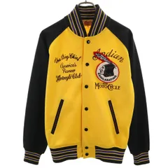 Indian インディアン ベースボール ジャケット L イエロー モーターサイクル メンズ 古着