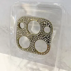iPhone13 Pro / iPhone13 ProMaxカメラレンズカバー（ラインストーン付き）ゴールド cam-056【B】