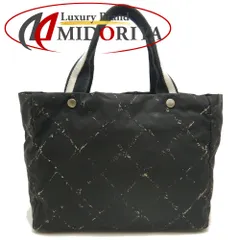 CHANEL シャネル 旧トラベルライン A11833 トートバッグ ナイロン ブラック ホワイト レディース /253673【中古】