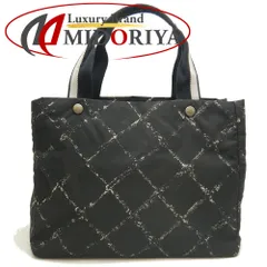 CHANEL シャネル 旧トラベルライン A11833 トートバッグ ナイロン ブラック ホワイト レディース /253674【中古】