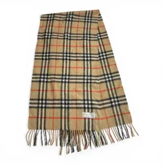 【ヴィンテージ】旧: Burberrys バーバリーズ　チェック柄 マフラー　ノバチェック　ベージュ系　カシミヤ100%　全長142cm　キングラム[68]